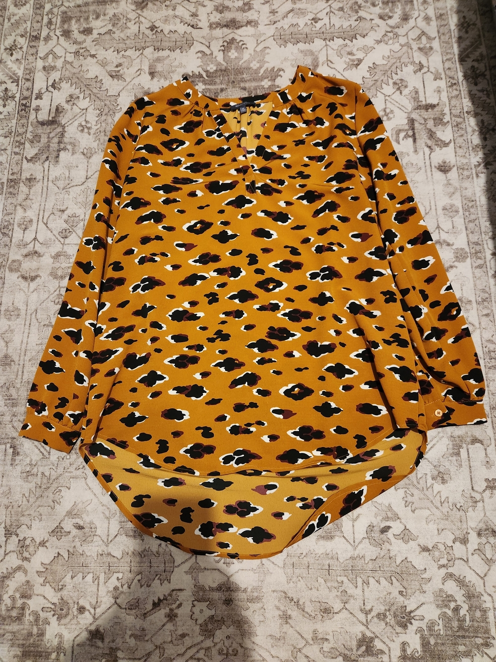 Madison Mustard Animal-Print Long Sleeve Tunic